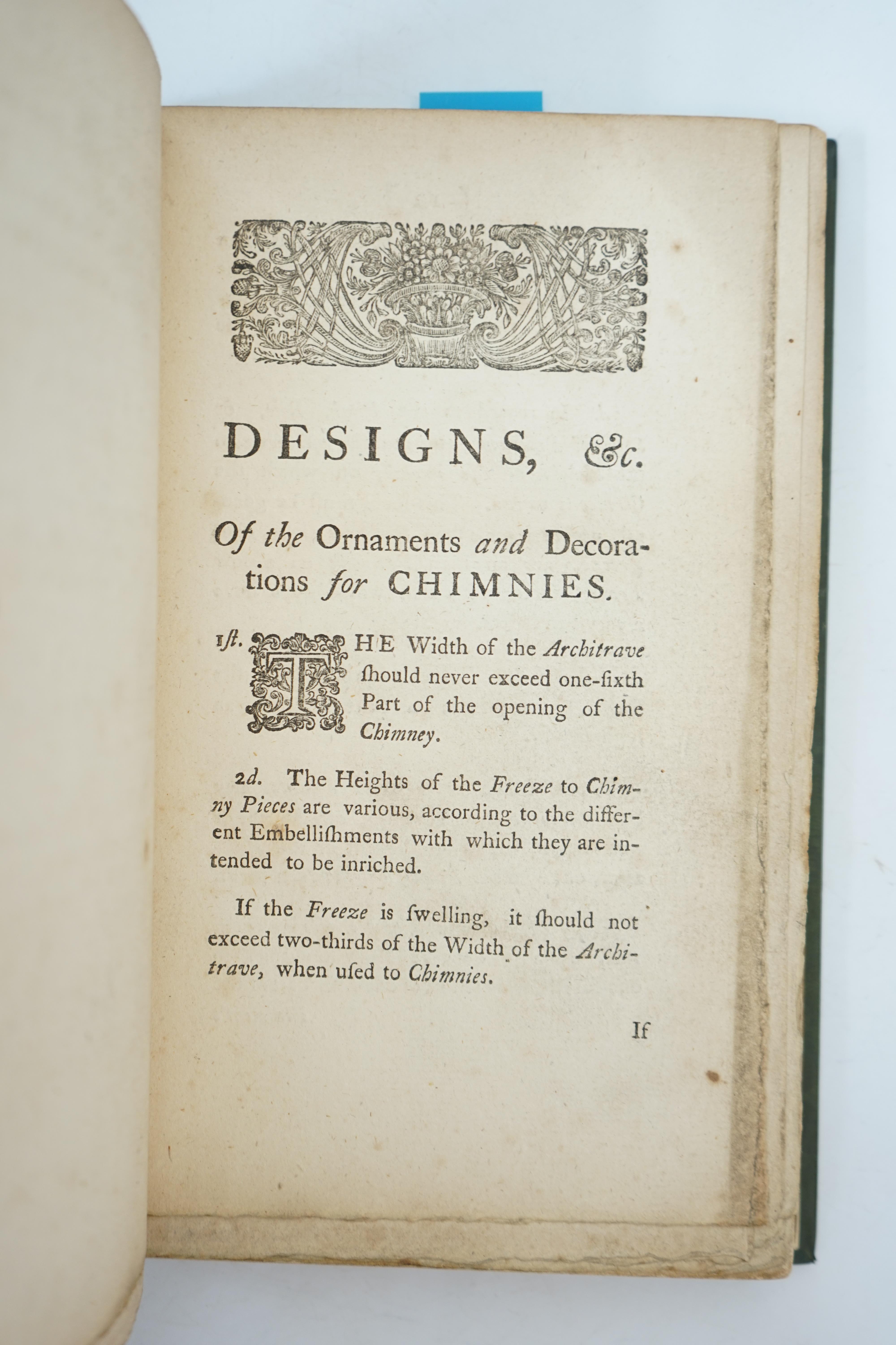 Swan, Abraham - Upwards of One Hundred and Fifty New Designs for Chimney Pieces; from the Plain and Simple, to the most Superb and Magnificent, 8vo, rebound olive green morocco, with 54 engraved plates on 53 sheets, (pla